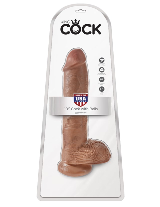 Dildo med Pung 27 cm - Solbrun
