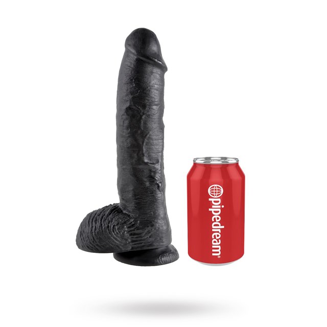 Dildo med Pung 27 cm - Sort