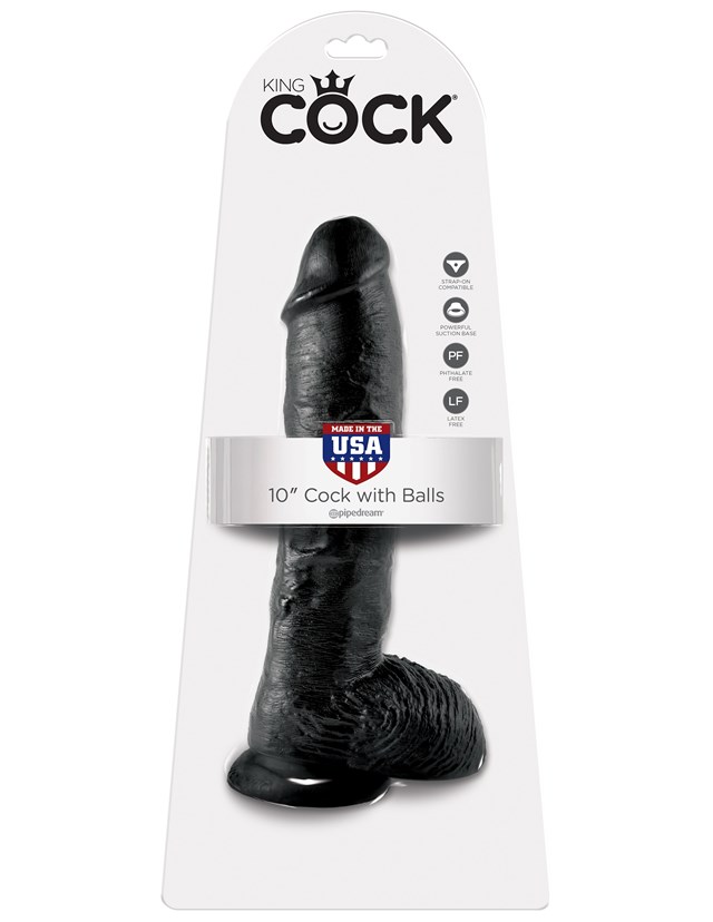 Dildo med Pung 27 cm - Sort