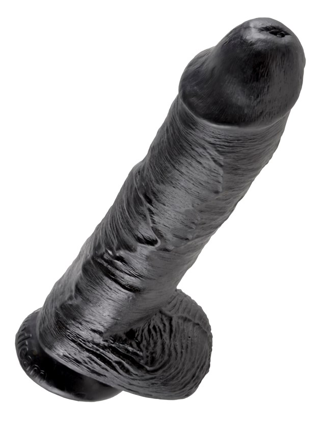 Dildo med Pung 27 cm - Sort