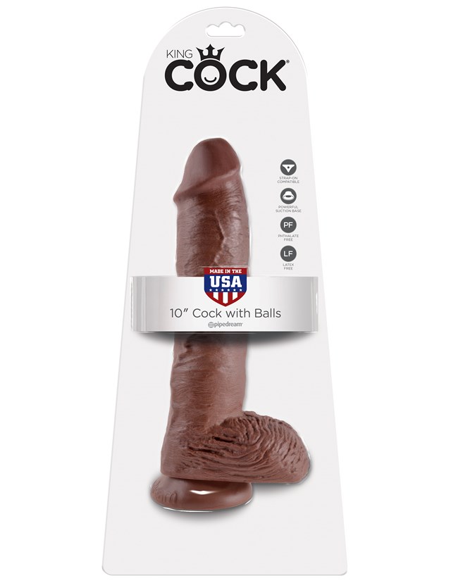 Dildo med Pung 27 cm - Brun