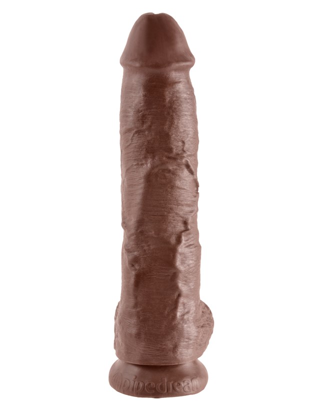 Dildo med Pung 27 cm - Brun