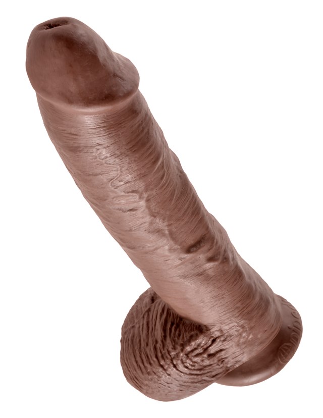 Dildo med Pung 27 cm - Brun