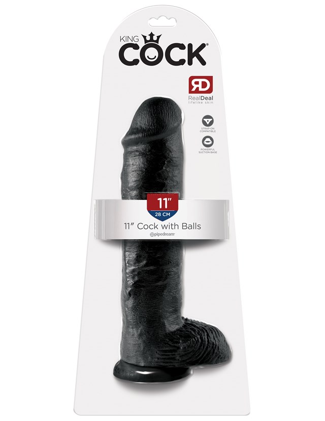 King Cock 28CM Cock with Balls - Black