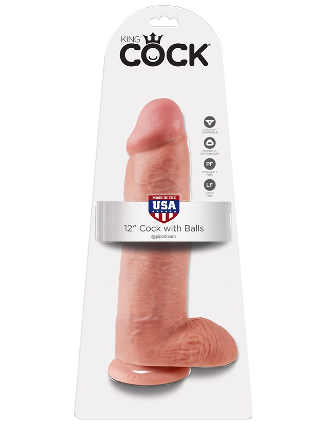 Dildo med Pung 32 cm - Lys Hudfarve