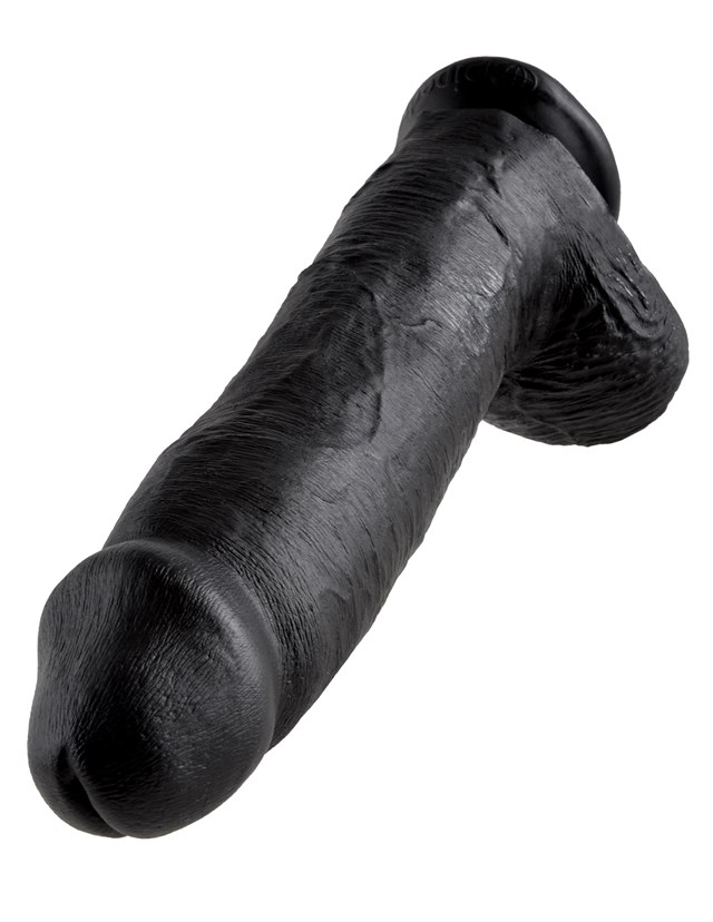 Dildo med Pung 32 cm - Sort