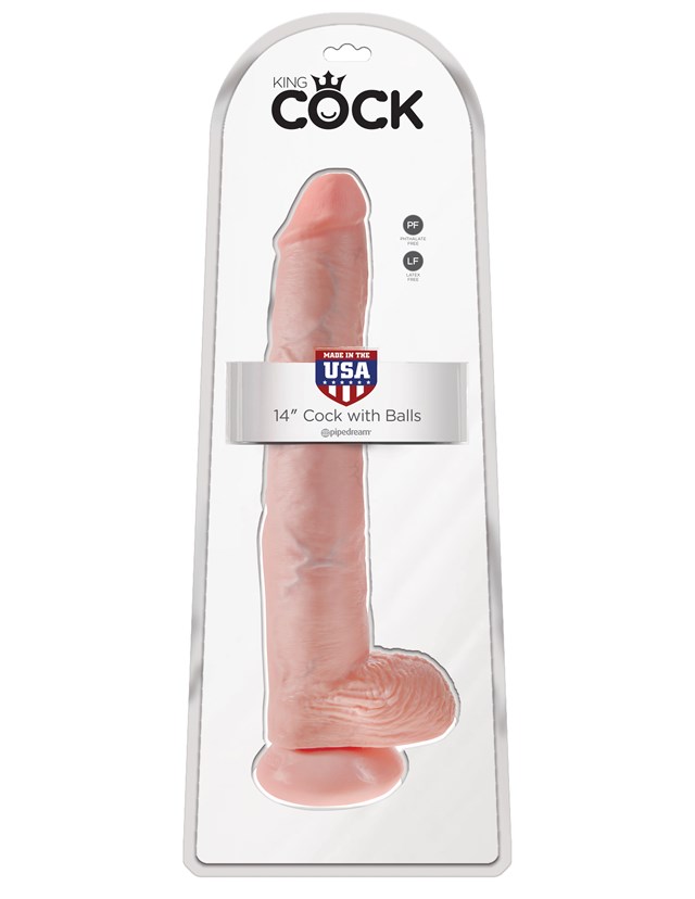 Dildo med Pung 38 cm - Lys Hudfarve