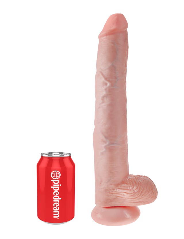 Dildo med Pung 38 cm - Lys Hudfarve