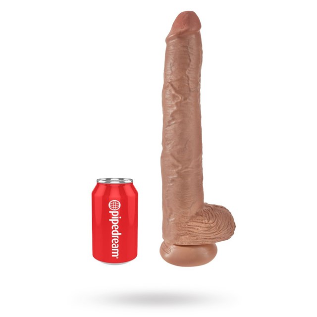 Dildo med Pung 38 cm - Solbrun