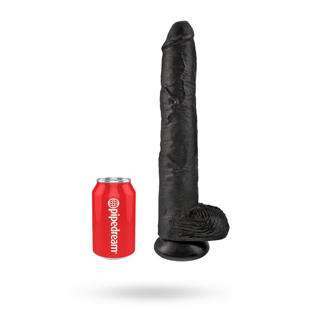 Dildo med Pung 38 cm - Sort
