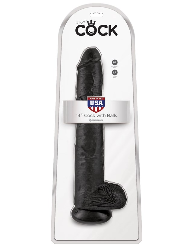 Dildo med Pung 38 cm - Sort