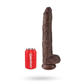 Dildo Med Pung 38 Cm - Brun