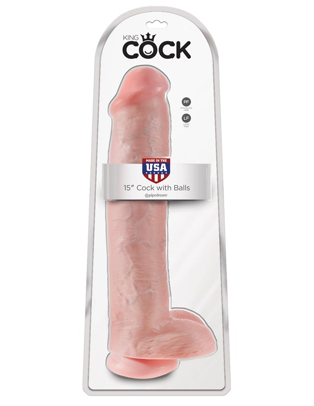 Dildo med Pung 42 cm - Lys Hudfarve