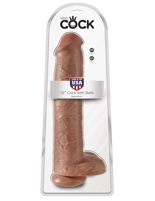 Dildo med Pung 42 cm - Solbrun