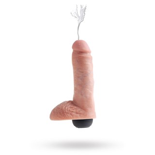 Sprøjtende Dildo Med Pung 20 Cm - Lys Hudfarve