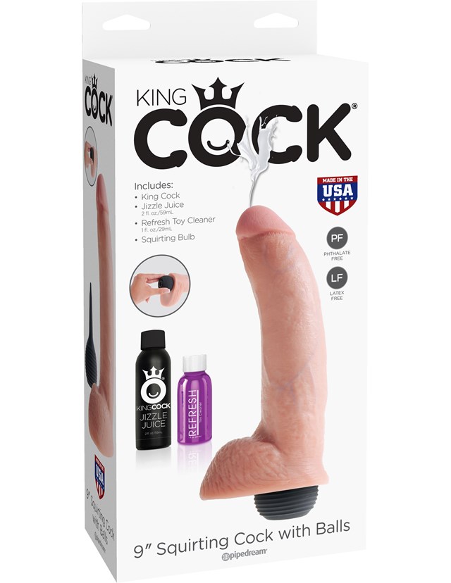 Realistisk Sprøjte Dildo 23 cm Lys hudfarve