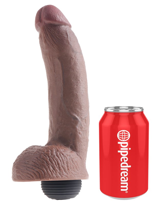 Sprøjtende dildo med pung 23 cm - Brun