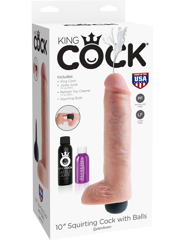 Sprudlende Dildo med Pung 25 cm - Naturlig Lys
