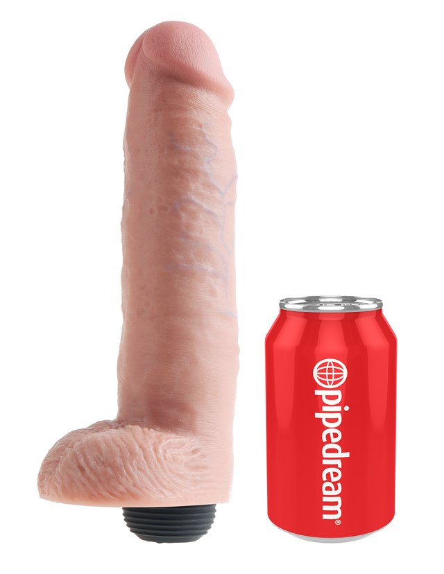 Sprudlende Dildo med Pung 25 cm - Naturlig Lys
