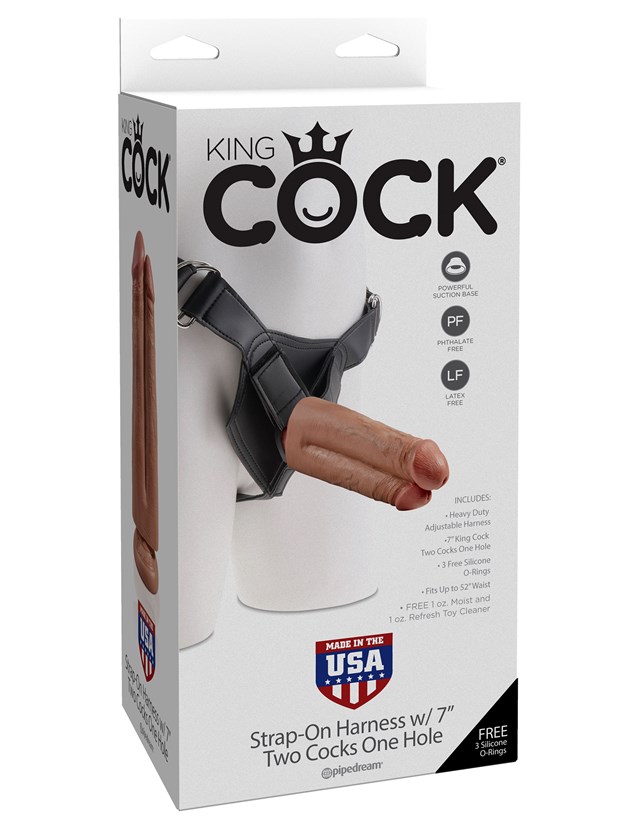 Two Cocks One Hole Strap-On 17.8 cm - Solbrun