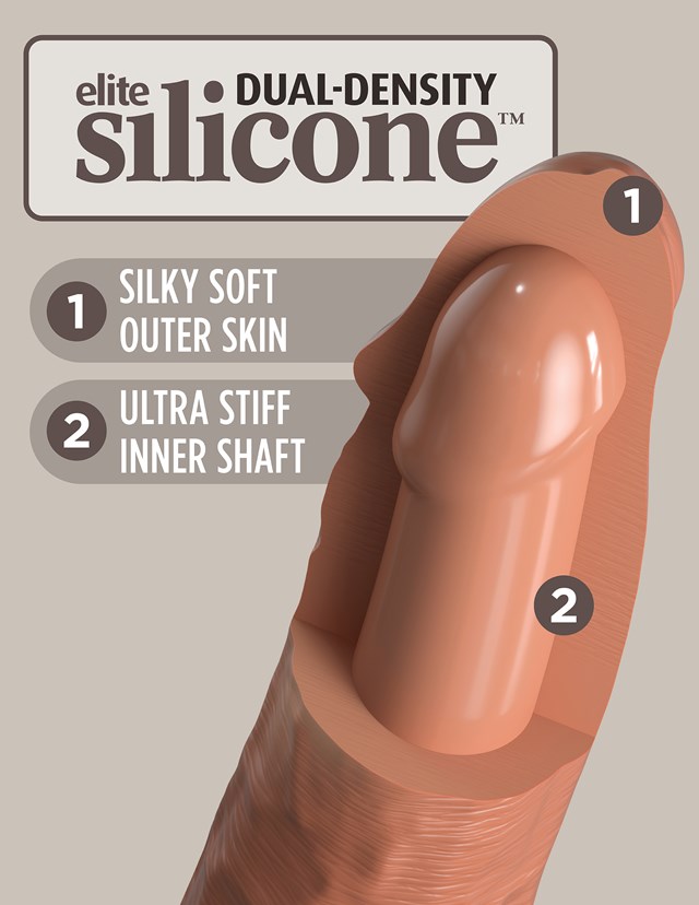 King Cock Elite 15CM Vibrating Silicone Dual Density Cock - Tan