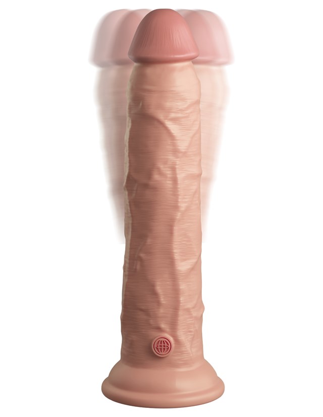 King Cock Elite 23CM Vibrating Silicone Dual Density Cock with Remote - Light