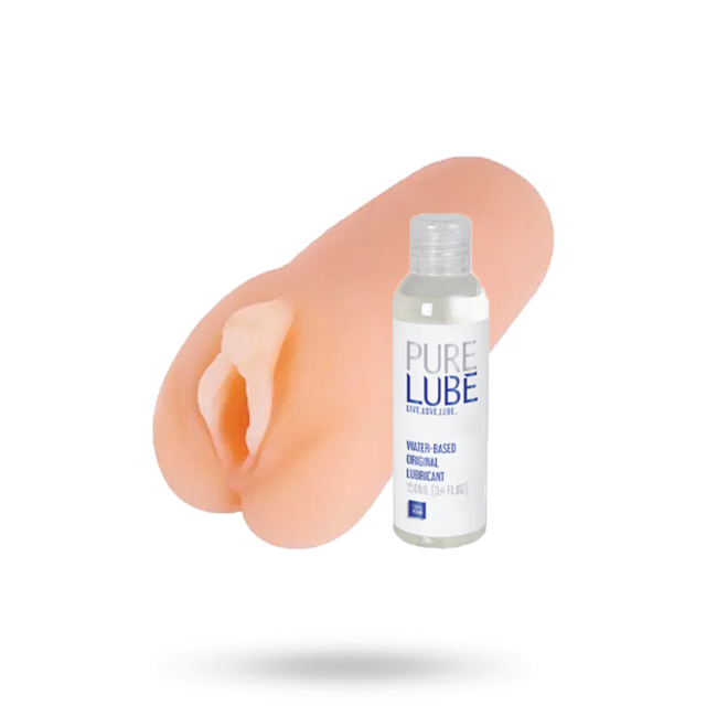 POCKET PUSSY CLIT ORGASM #2 SÆT MED PURE LUBE ORIGINAL LUBRICANT 150 ML
