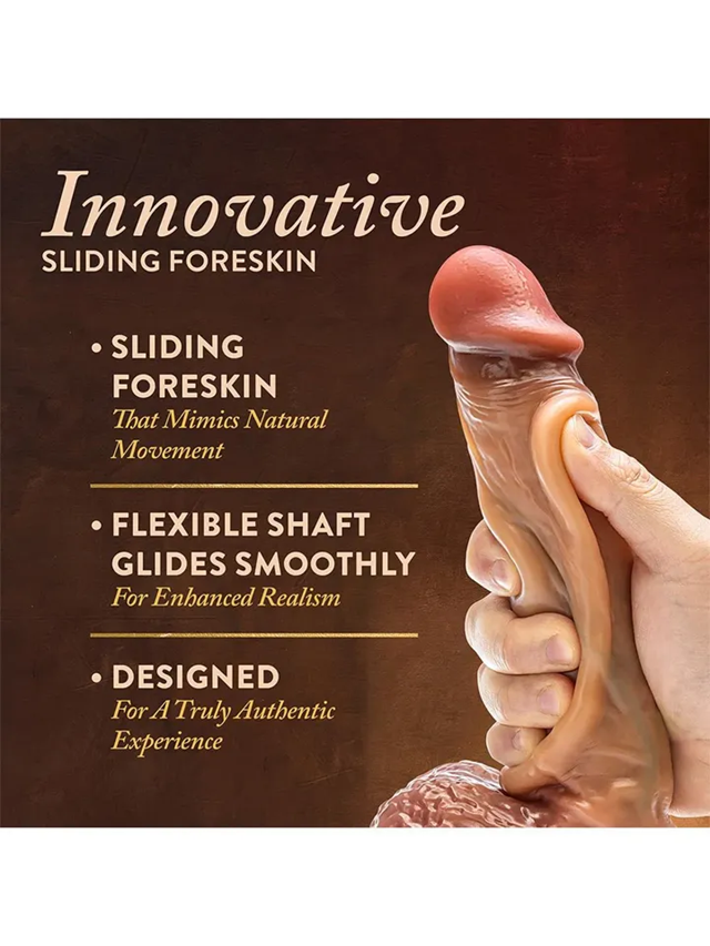 Raphael Sliding Foreskin Dildo With Balls 24 cm