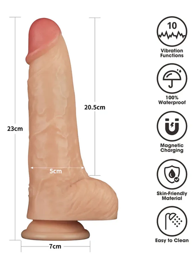Realistic Vibrating Power Cock 23 cm