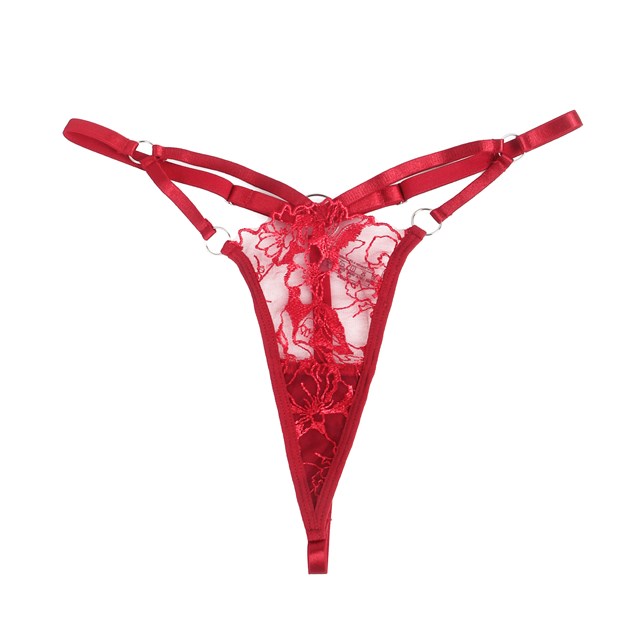 Red Sexy Halter Neck Embroidery Floral Lace Set With Garters