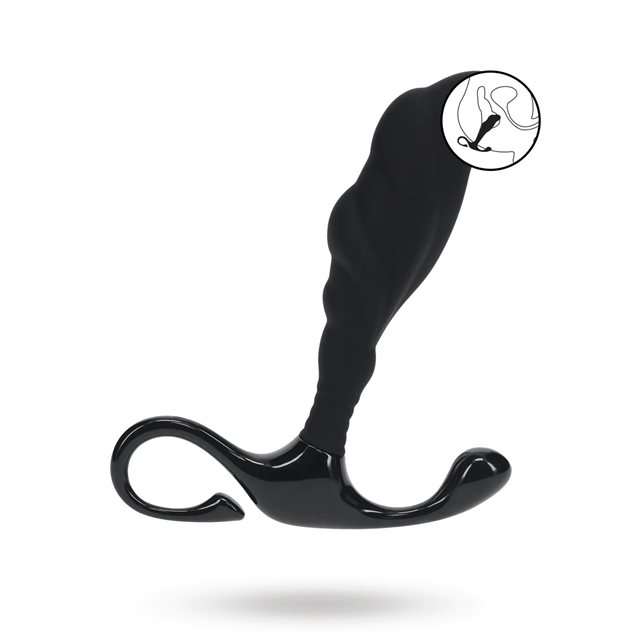 Rippled with Hard Loop Silicone Prostate Massager - M - Black
