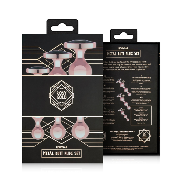 Rosy Gold Metal Butt Plug 3-pcs Set