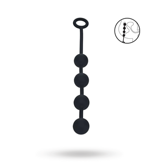 Round Silicone Anal Balls - M - 30mm - Black