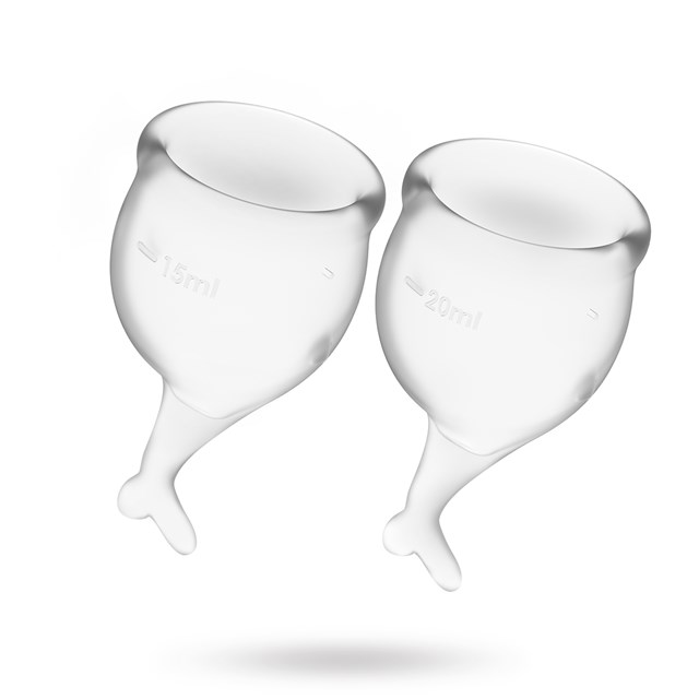 SATISFYER FEEL SECURE MENSTRUATIONSKOP - GENNEMSIGTIG