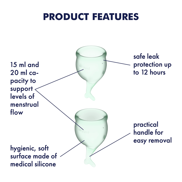 SATISFYER FEEL SECURE MENSTRUATIONSKOP - LYSEGRØN