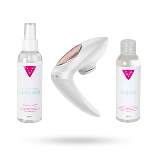 Kit Of Satisfyer Pro 4 Couples Vibrator, Lubricant & Toy Cleaner 2x150 Ml