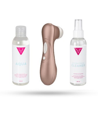 Sæt med Satisfyer Pro 2 + Vuxen Aqua Glidecreme & Toy Cleaner 2x150 ml