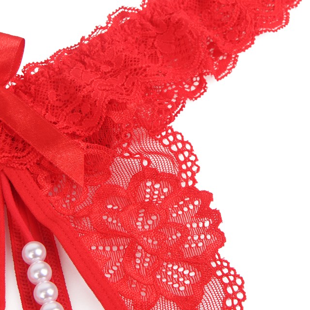 Sexy Lace Pearl Panty Red