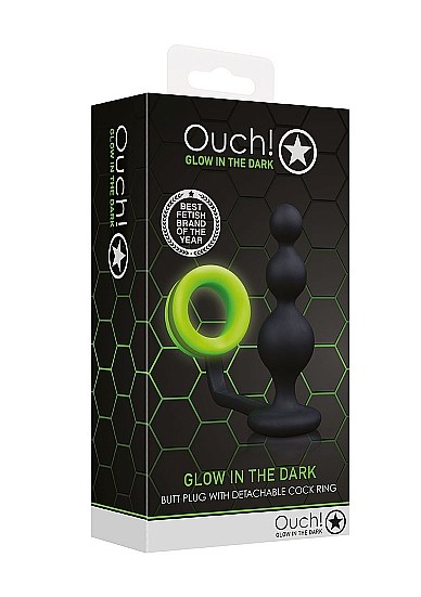 Beads Butt Plug with Cock Ring - Glow in the Dark