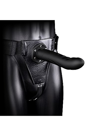 Textured Curved Hollow Strap-on 20 cm - Sort
