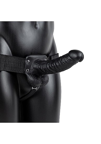 Hollow Strap-on with Balls 18 cm - Sort