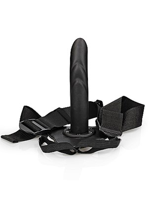 Textured Curved Hollow Strap-on 20 Cm - Sort