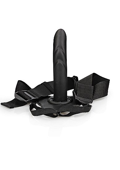 Textured Curved Hollow Strap-on 20 cm - Sort