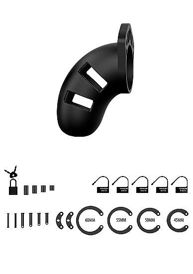 Model 20 - Chastity - 3.5"" - Silicone Cock Cage - Sort