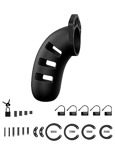 Model 21 - Chastity - 4.5"" - Silicone Cock Cage - Sort