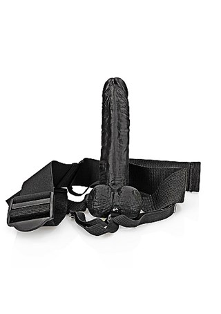 Hollow Strap-on With Balls 18 Cm - Sort