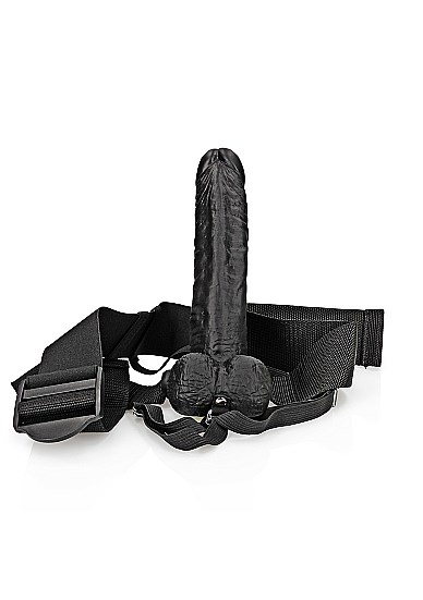 Hollow Strap-on with Balls 18 cm - Sort