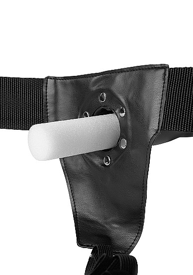 Textured Curved Hollow Strap-on 20 cm - Sort