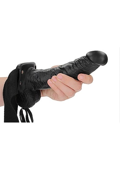 Hollow Strap-on with Balls 18 cm - Sort
