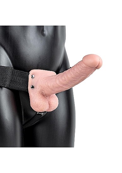 Hollow Strap-on with Balls 18 cm - Hvid